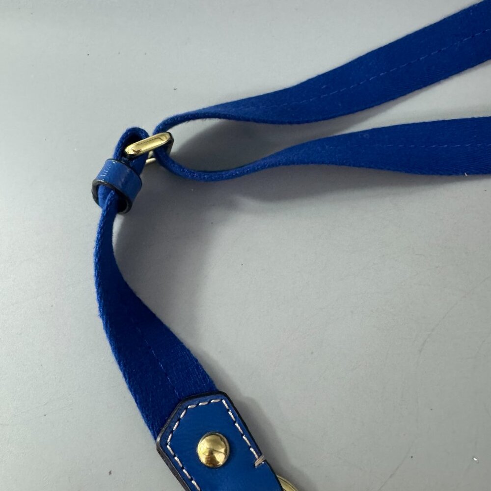 Coach Blue Cotton with Blue Patent Leather Accents Adjustable Strap w/ Fob - Picture 10 of 12